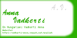 anna vadkerti business card